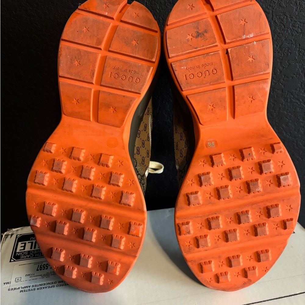 Authentic Gucci Beige and Red Patterned Sneakers - image 8